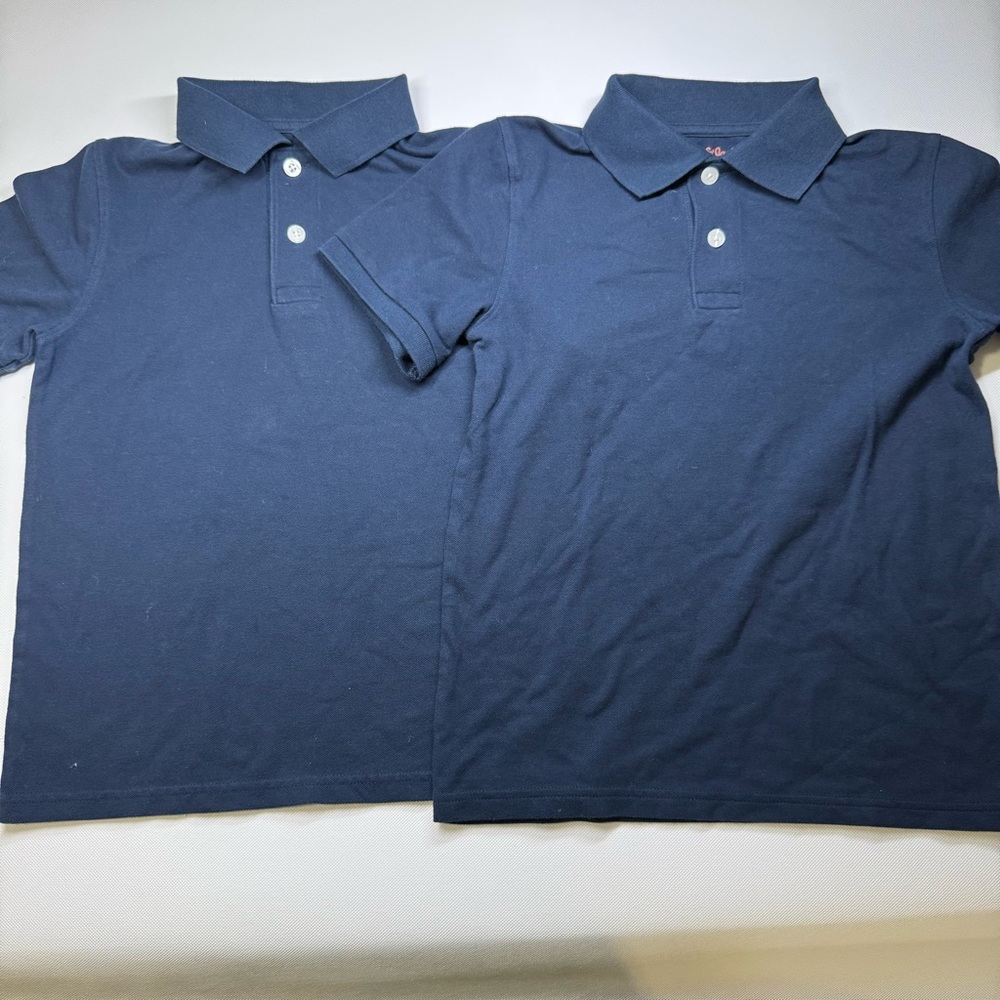 Cat & Jack Polo Shirt Boys Size Medium Navy Blue School Uniform Lot of 2